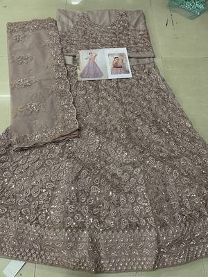 Rose Gold Designer Wedding Wear Net Lehenga With Un Stitched Blouse 3
