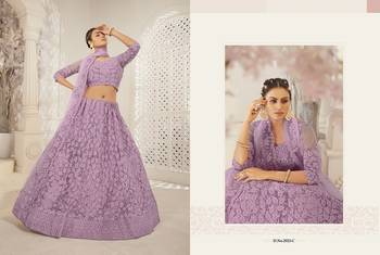 Purple Wedding Wear Net Lehenga With Un Stitched Blouse 2