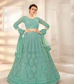 Green Designer Wedding Wear Net Lehenga With Un Stitched Blouse