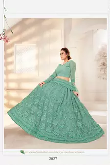 Green Designer Wedding Wear Net Lehenga With Un Stitched Blouse
