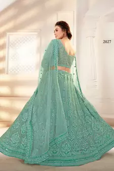 Green Designer Wedding Wear Net Lehenga With Un Stitched Blouse