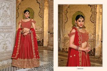 Red Designer Wedding Party Wear Georgette Lehenga With Un Stitched Blouse 2