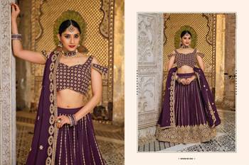 Wine Designer Wedding Party Wear Georgette Lehenga With Un Stitched Blouse 2