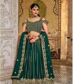 Green Designer Wedding Party Wear Georgette Lehenga With Un Stitched Blouse
