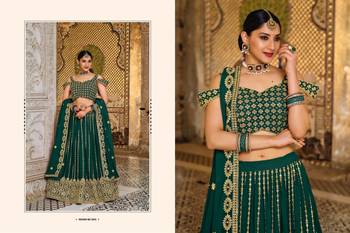 Green Designer Wedding Party Wear Georgette Lehenga With Un Stitched Blouse 2