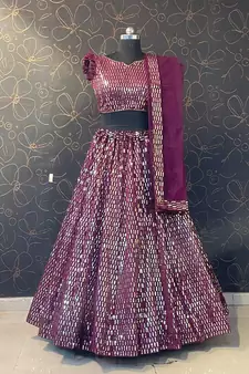 Pista Green Georgette Lehenga With Un Stitched Blouse
