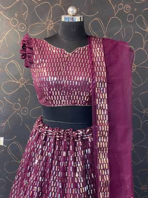 Pista Green Georgette Lehenga With Un Stitched Blouse 4