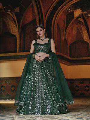 Green Designer Wedding Party Wear Georgette Lehenga With Un Stitched Blouse 1