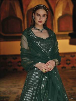 Green Designer Wedding Party Wear Georgette Lehenga With Un Stitched Blouse 2