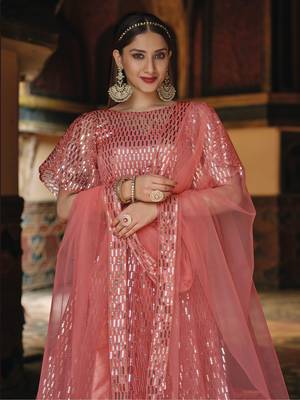 Peach Designer Wedding Party Wear Georgette Lehenga With Un Stitched Blouse 2