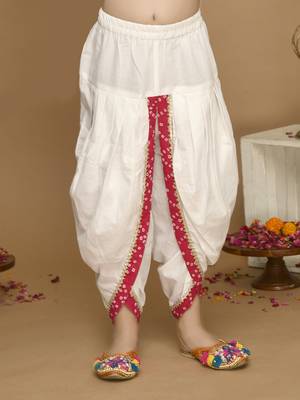 Girls Magenta Bandhani Printed Angrakha Pure Cotton Kurti with Dhoti Pants 4