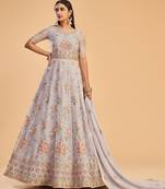 Light-lavender embroidered georgette salwar