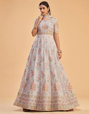 Light-lavender embroidered georgette salwar 2