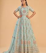Light-blue embroidered georgette salwar