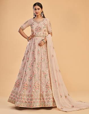 Light-pink embroidered georgette salwar 1