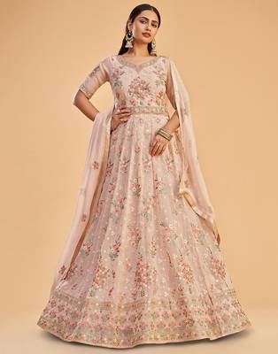 Light-pink embroidered georgette salwar 2