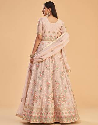 Light-pink embroidered georgette salwar 3