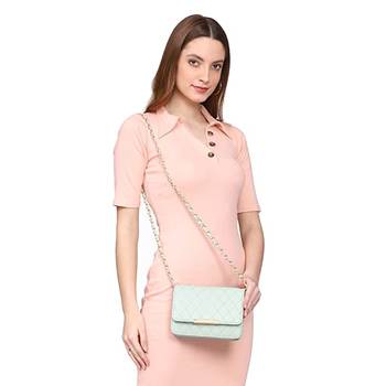 Light Green Quilted Sling Bag 4