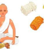 ROLIMOLI Yellow, Orange, White Cotton Janeu|Sacred Thread Janeu for Puja Cotton Mota Dhaga set of 3 for every pooja