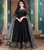 Black Silk Anarkali Salwar Kameez