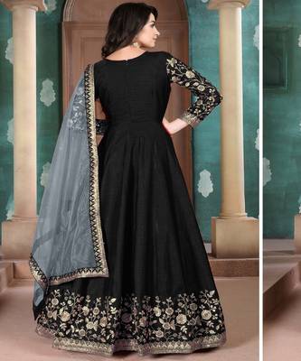Black Silk Anarkali Salwar Kameez 2