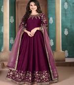Wine Silk Anarkali Salwar Kameez