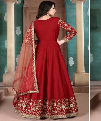 Red Silk Anarkali Salwar Kameez 2