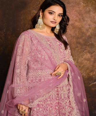 Baby Pink Net Anarkali Salwar Kameez 3