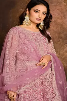 Baby Pink Net Anarkali Salwar Kameez