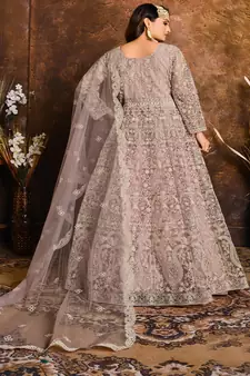 Light Pink Net Anarkali Salwar Kameez