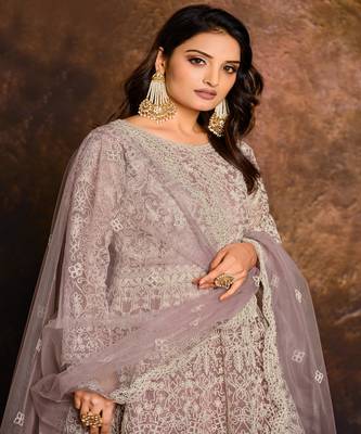 Light Pink Net Anarkali Salwar Kameez 3