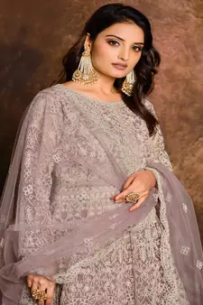 Light Pink Net Anarkali Salwar Kameez