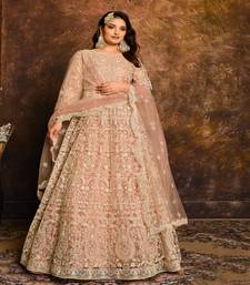 Light Peach Net Anarkali Salwar Kameez