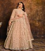 Light Peach Net Anarkali Salwar Kameez