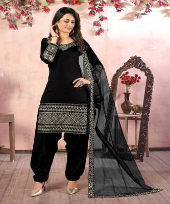 Black Art Silk Pakistani Salwar Kameez 2