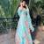 Blue Floral Printed Organza Sangeet Lehenga Choli With Dupatta
