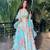 Blue Floral Printed Organza Sangeet Lehenga Choli With Dupatta