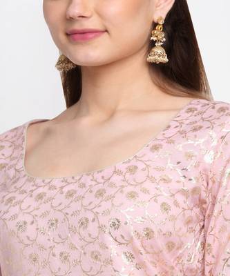 Crystal Pink Chanderi Kurti With Straight Pants 4