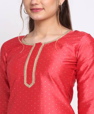 Prism Pink Straight Kurti with Straight Pants and Net Emroidered Dupatta 4