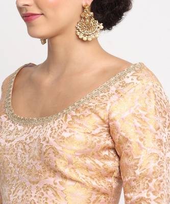 Precious Peach Embroidered Kurti with Gathered Sharara and Net Sequined Dupatta 4