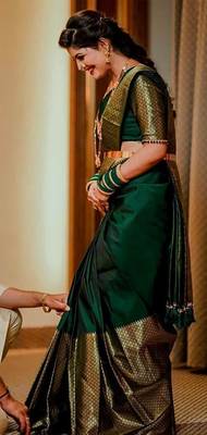 Latest Designer Banarasi Silk Sraee For Women With Unstich Blouse Piece 2