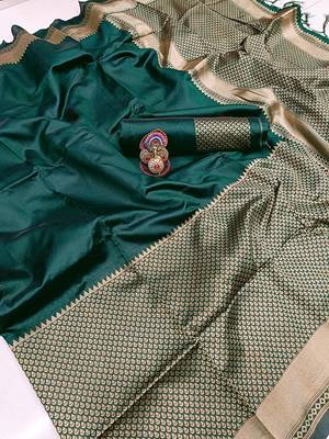 Latest Designer Banarasi Silk Sraee For Women With Unstich Blouse Piece 5