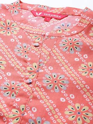 varanga-women-coral-bandhani-printed-kurta-with-trousers 3