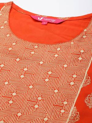 varanga-women-orange-golden-ethnic-motifs-printed-kurta 2