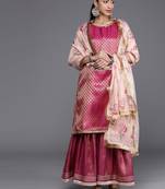 ksut-women-magenta-ethnic-motifs-sequinned-kurta-with-sharara-with-dupatta