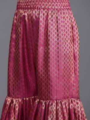 ksut-women-magenta-ethnic-motifs-sequinned-kurta-with-sharara-with-dupatta 4