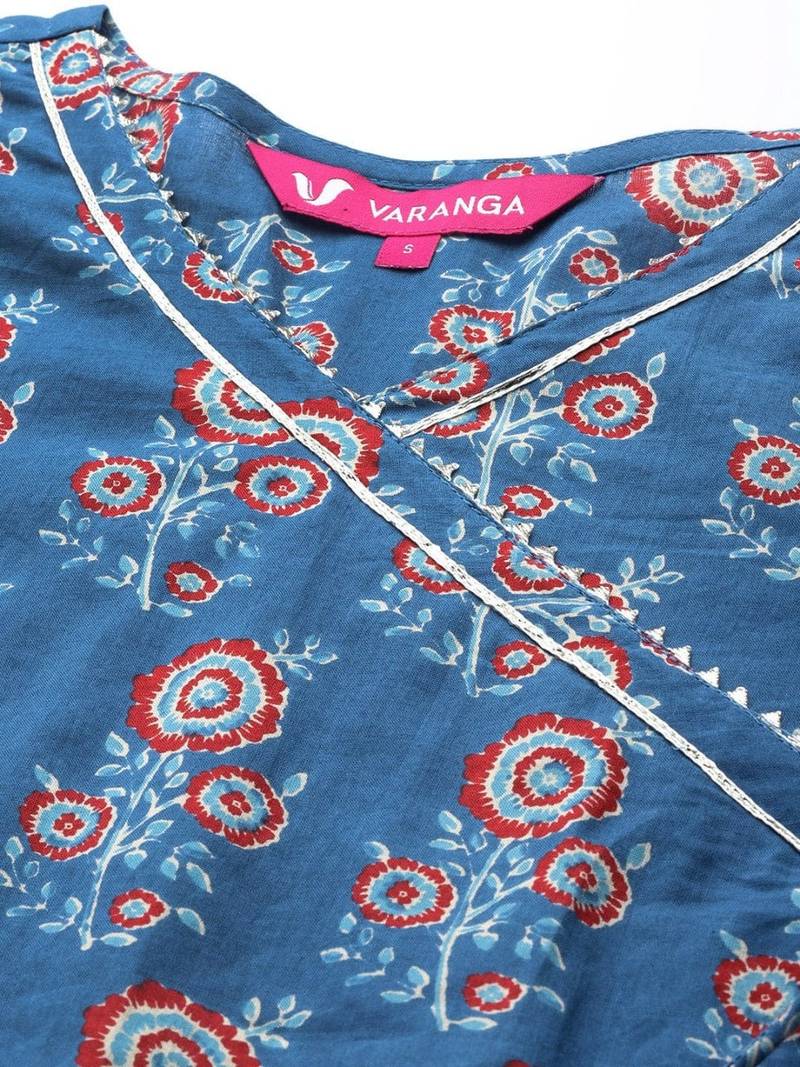 varanga-women-blue-ethnic-motifs-printed-angrakha-gotta-patti-kurta-with-trousers-with-dupatta