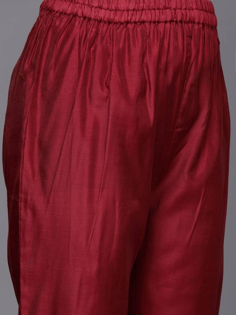 varanga-women-maroon-embroidered-kurta-with-trousers-with-dupatta