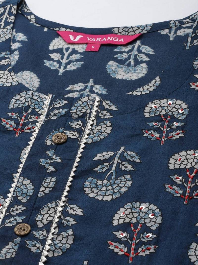 varanga-women-blue-ethnic-motifs-printed-sequinned-pure-cotton-kurta-with-trousers
