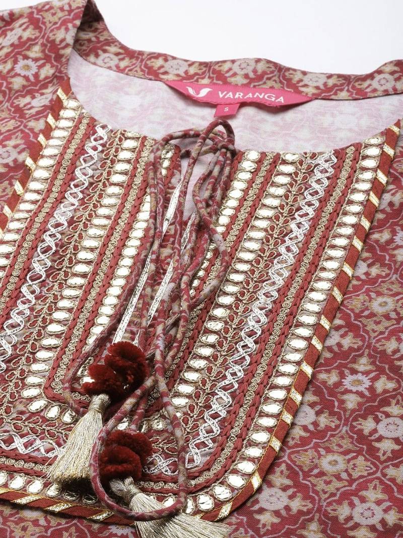 varanga-women-maroon-ethnic-motifs-embroidered-gotta-patti-kurta-with-trousers-dupatta